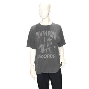 Death Row Records Faded Black Graphic Tee Skeleton Logo Size S/M